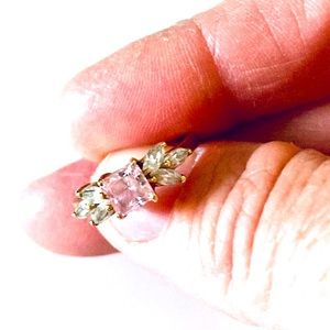Vintage Gold Pink Ice Ring Y2K Jewelry